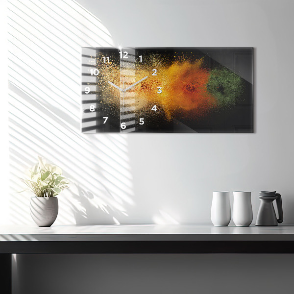 Horizontal wall clock Spices scattered
