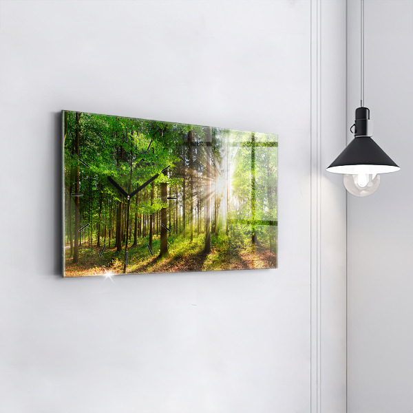 Horizontal wall clock Forest sunrise