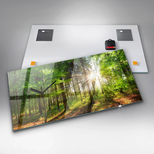 Horizontal wall clock Forest sunrise