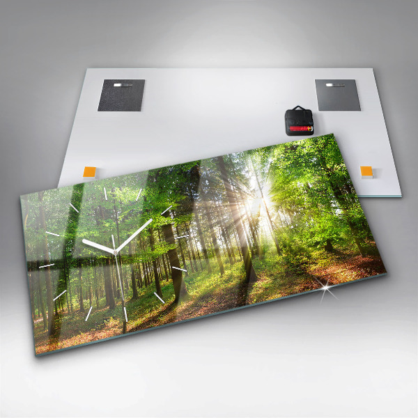 Horizontal wall clock Forest sunrise