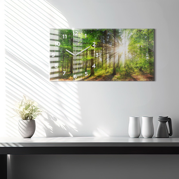 Horizontal wall clock Forest sunrise