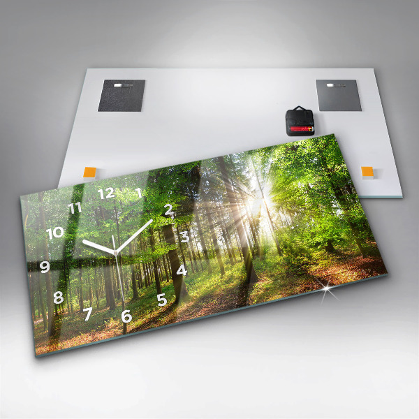 Horizontal wall clock Forest sunrise