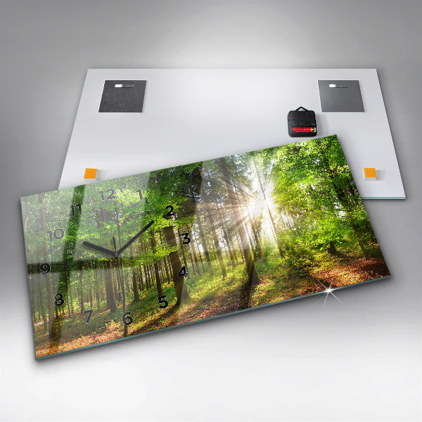Horizontal wall clock Forest sunrise