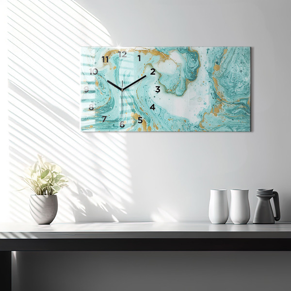 Horizontal wall clock Marble texture