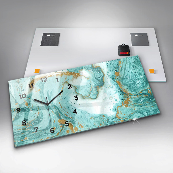 Horizontal wall clock Marble texture