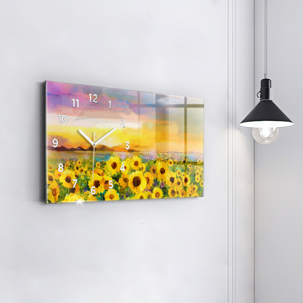 Horizontal wall clock Sunflower Field