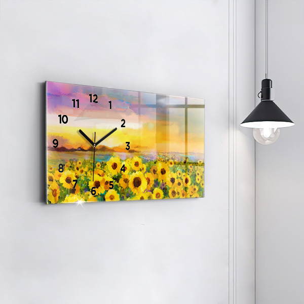 Horizontal wall clock Sunflower Field