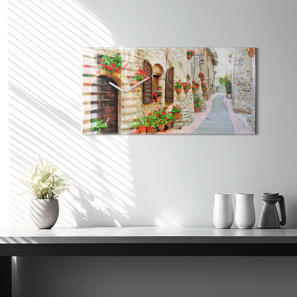 Horizontal wall clock A picturesque street