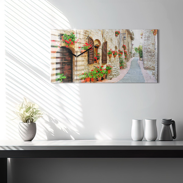 Horizontal wall clock A picturesque street