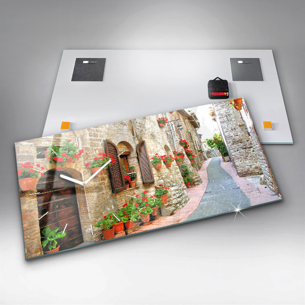 Horizontal wall clock A picturesque street