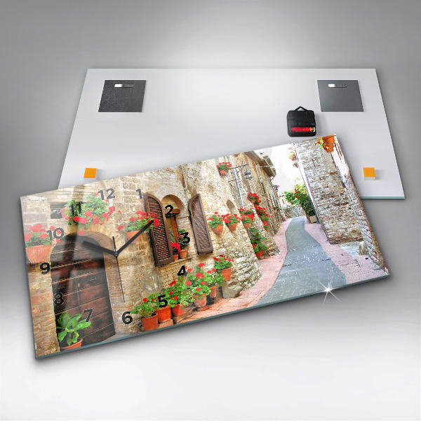 Horizontal wall clock A picturesque street