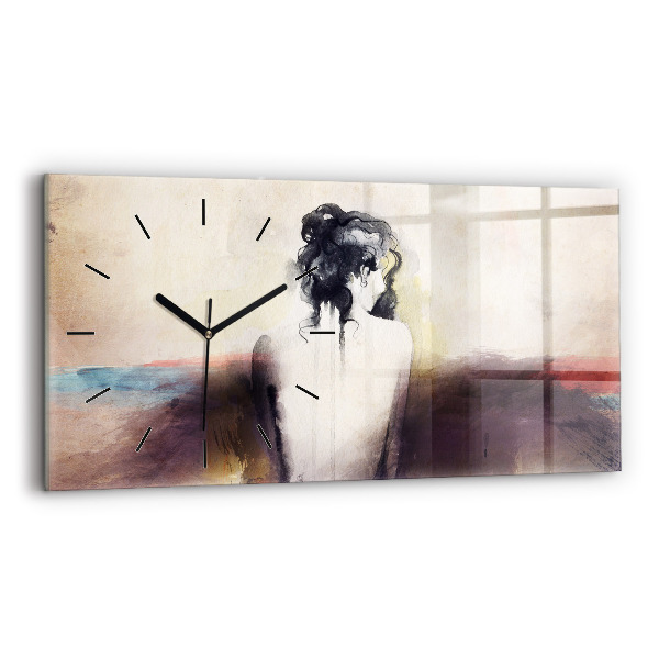Horizontal wall clock Abstract portrait of a woman