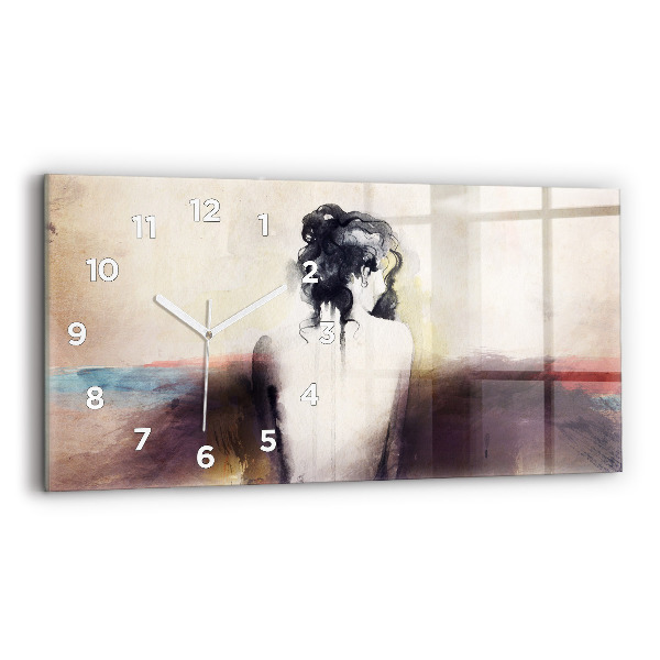 Horizontal wall clock Abstract portrait of a woman