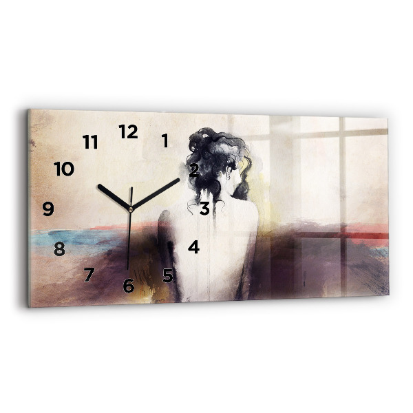Horizontal wall clock Abstract portrait of a woman