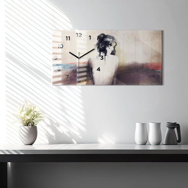 Horizontal wall clock Abstract portrait of a woman