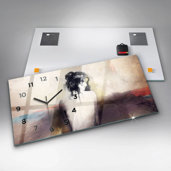 Horizontal wall clock Abstract portrait of a woman