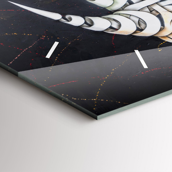 Horizontal wall clock Abstract rhino