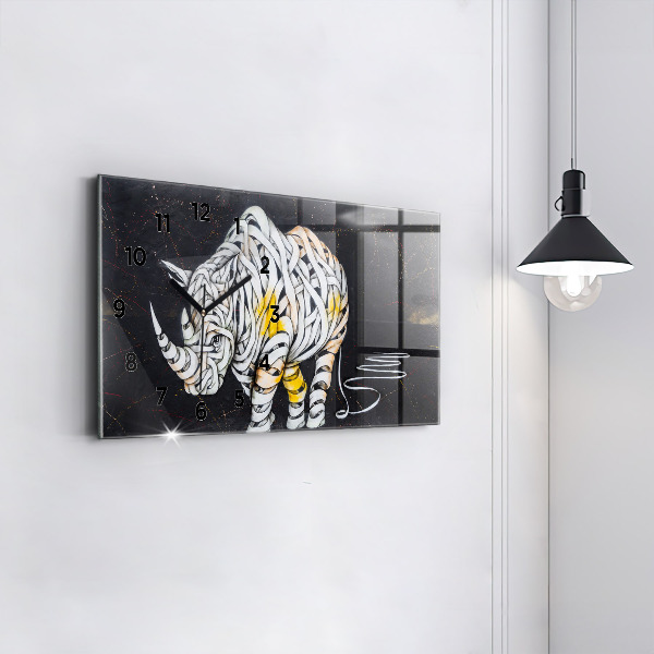 Horizontal wall clock Abstract rhino