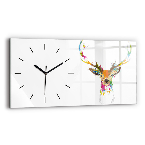 Horizontal wall clock Colorful deer head
