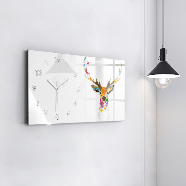 Horizontal wall clock Colorful deer head