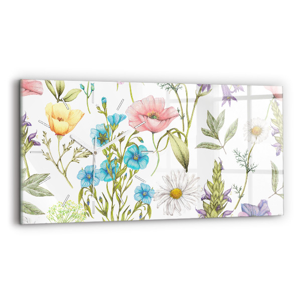 Horizontal wall clock Flower Composition