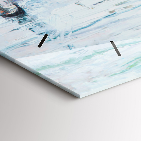 Horizontal wall clock Oil painting yacht sea