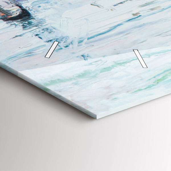 Horizontal wall clock Oil painting yacht sea