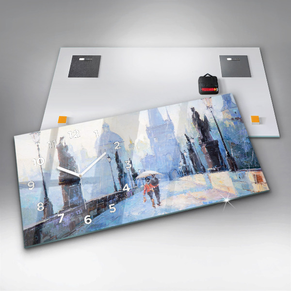 Horizontal wall clock Oil art