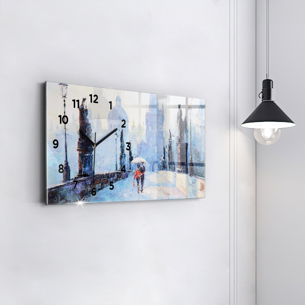 Horizontal wall clock Oil art
