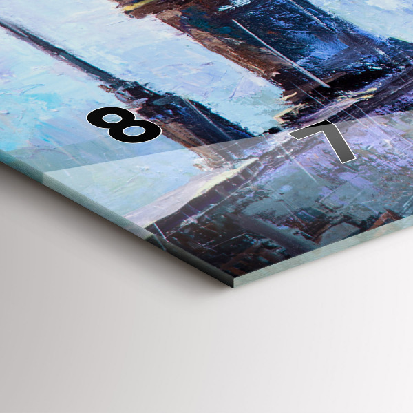 Horizontal wall clock Oil art