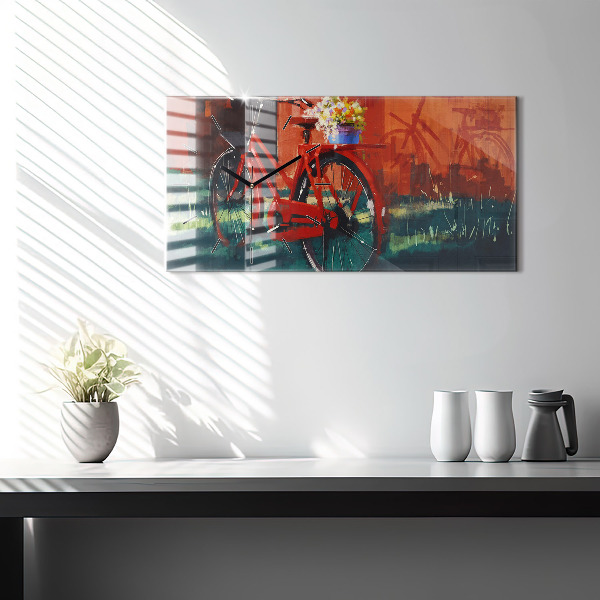 Horizontal wall clock Painted bike