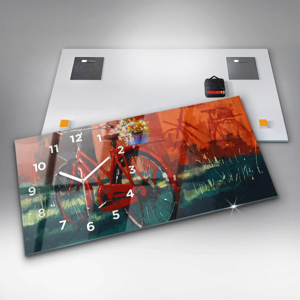 Horizontal wall clock Painted bike