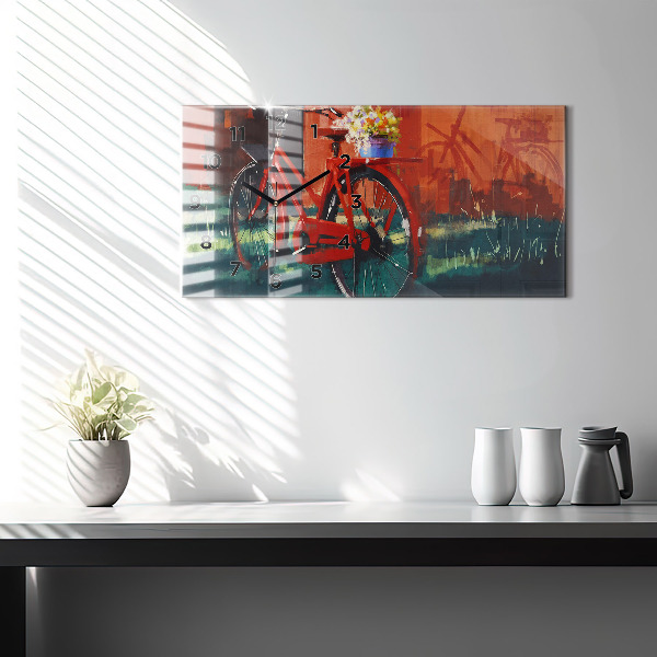 Horizontal wall clock Painted bike