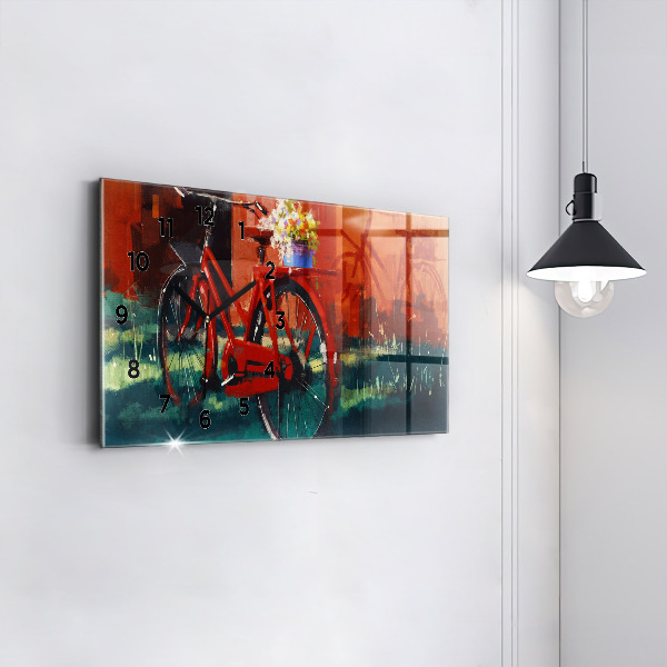 Horizontal wall clock Painted bike