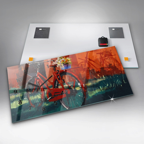 Horizontal wall clock Painted bike