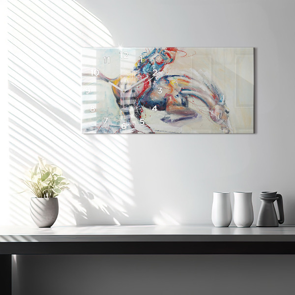 Horizontal wall clock Galloping Horses Illustration
