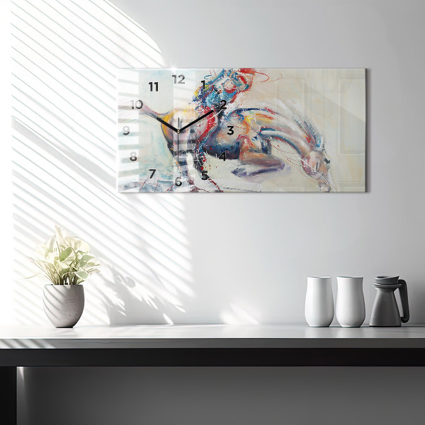 Horizontal wall clock Galloping Horses Illustration