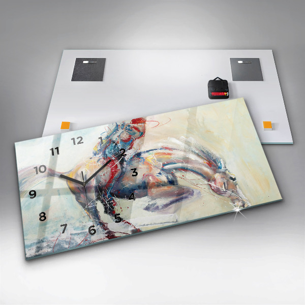 Horizontal wall clock Galloping Horses Illustration