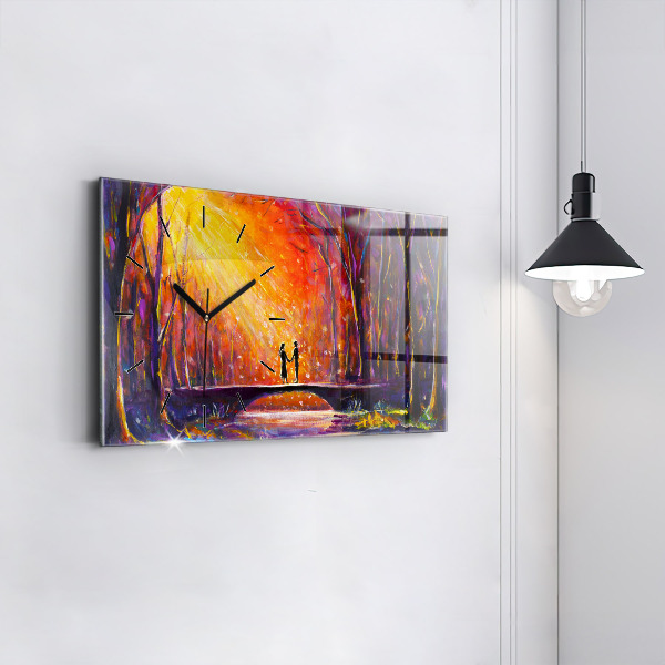 Horizontal wall clock Couple in the forest