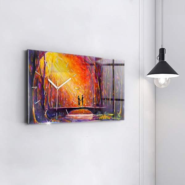 Horizontal wall clock Couple in the forest