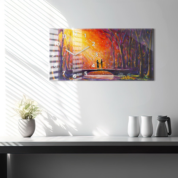 Horizontal wall clock Couple in the forest