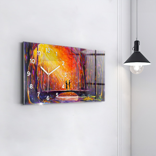 Horizontal wall clock Couple in the forest