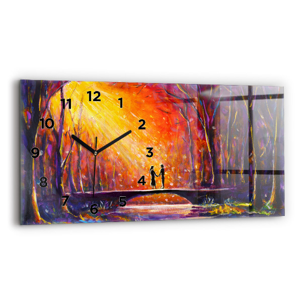 Horizontal wall clock Couple in the forest