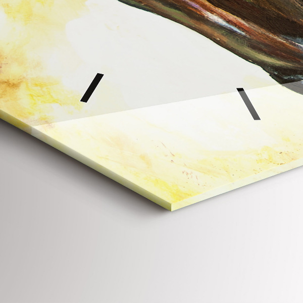 Horizontal wall clock Two painted horses