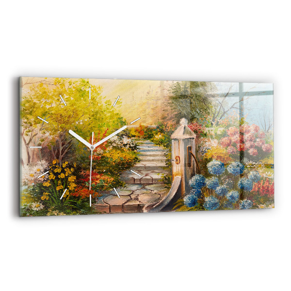 Horizontal wall clock Oil composition in the forest