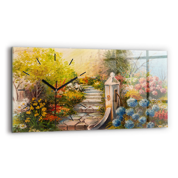 Horizontal wall clock Oil composition in the forest