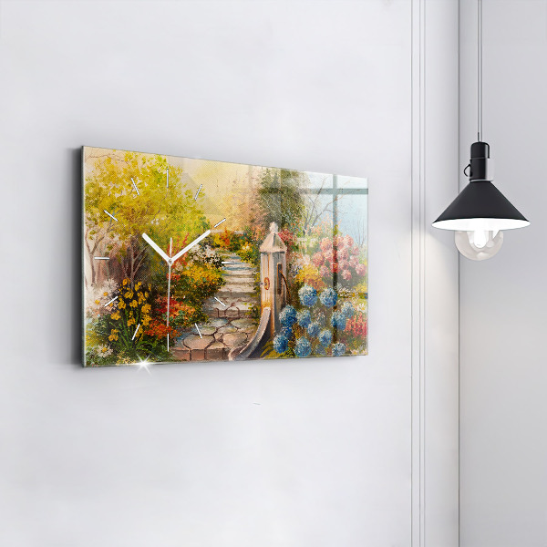 Horizontal wall clock Oil composition in the forest