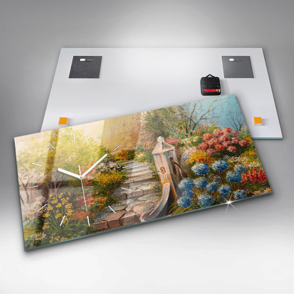 Horizontal wall clock Oil composition in the forest