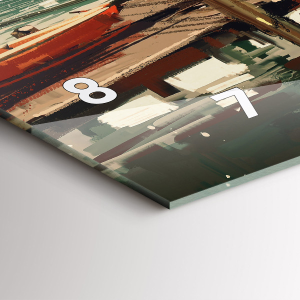 Horizontal wall clock Fishing boats in the port