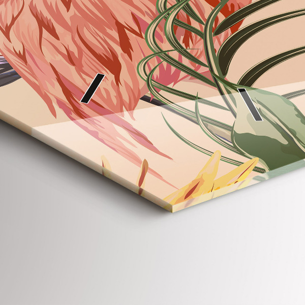 Horizontal wall clock Tropical palm leaves